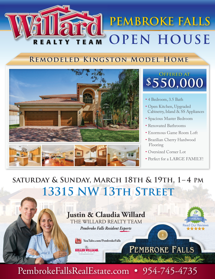 Pembroke Falls OPEN HOUSE Sat & Sun, March 18th & 19th, 1 4 PM